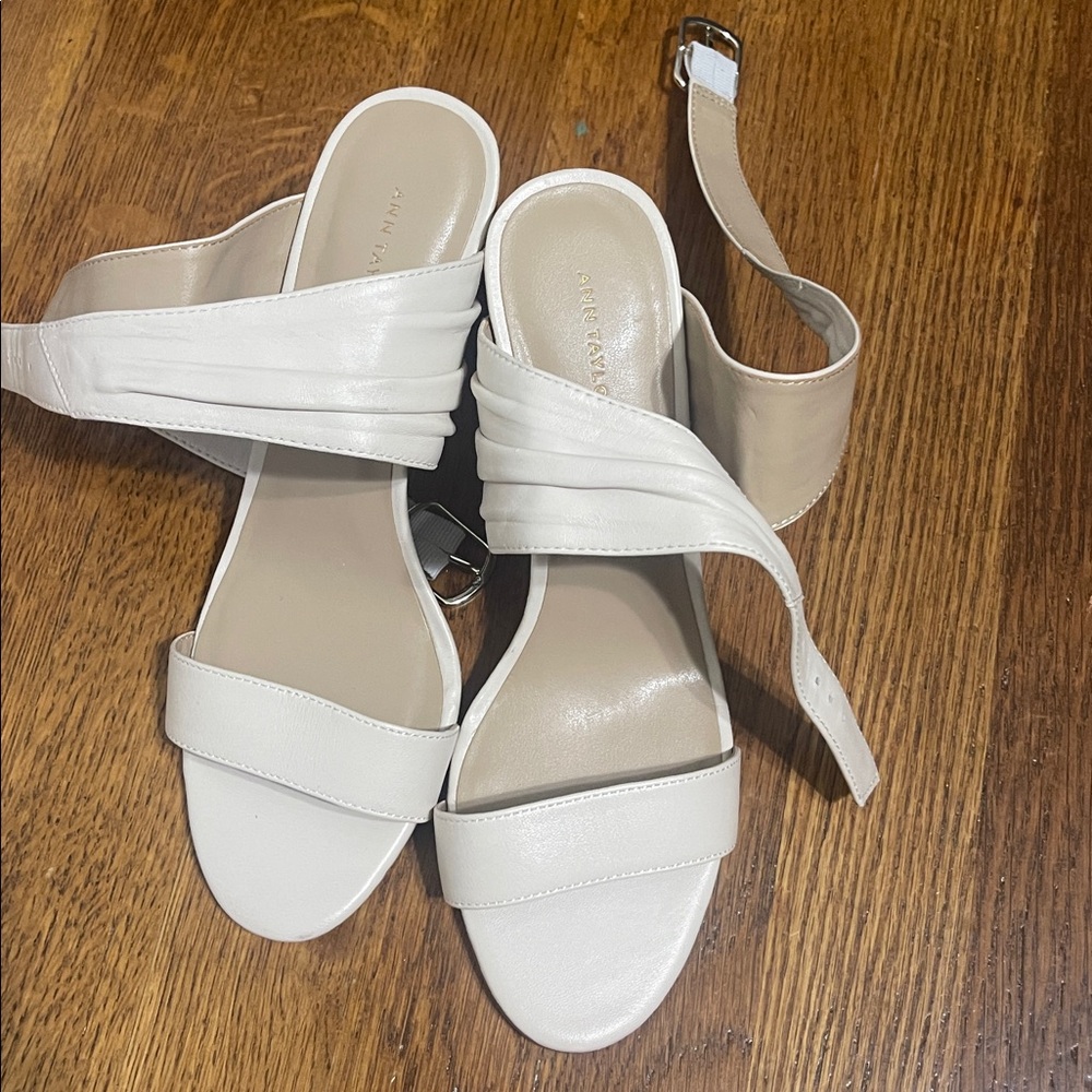 Ann Taylor White Heeled Sandals